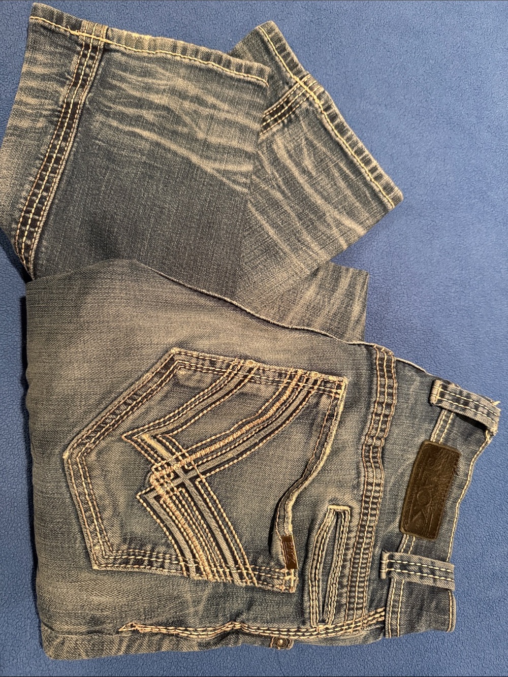 Men's Faded Buckle Black Denim Jeans 31L